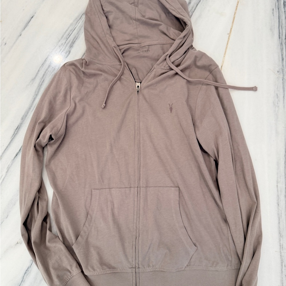 All Saints Light Brown Zip-Up Hoodie